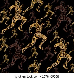 Seamless abstract background with sport runner (athlete). Texture (pattern) for textile, wallpapers, print, wrapping, scrapbooking, book cover, cloth design. Vector illustration.