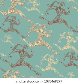 Seamless abstract background with sport runner (athlete). Texture (pattern) for textile, wallpapers, print, wrapping, scrapbooking, book cover, cloth design. Vector illustration.