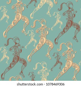 Seamless abstract background with sport runner (athlete). Texture (pattern) for textile, wallpapers, print, wrapping, scrapbooking, book cover, cloth design. Vector illustration.