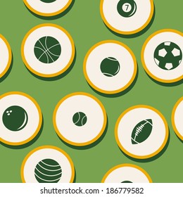 seamless abstract background with sports equipment