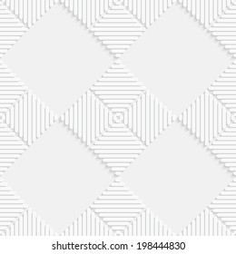Seamless abstract background of squares with lines with realistic shadow and cut out of paper effect. 