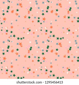 Seamless abstract background with stars. Infinity messy geometric pattern. Vector illustration.   