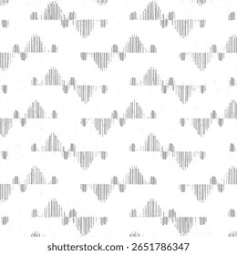 Ein nahtloser abstrakter Hintergrund mit geraden Streifen, der eine halbtonige monochrome Grunge-Textur aufweist. Dieses chaotische vertikale Linien-Muster ist ideal für Cover-Design, Tapeten und moderne geometrische co