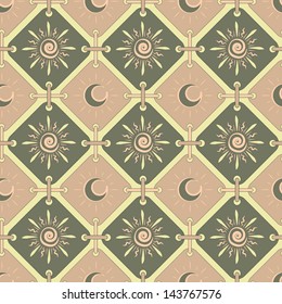 seamless abstract background with the sun and the month