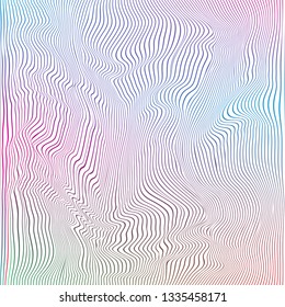 Seamless abstract background of a surface with optical illusion of distortion. Multi-color gilyoshirovanny texture from thin wavy lines. Design of protection.
