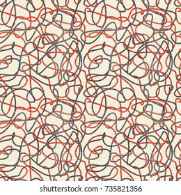 Seamless abstract background with tangled line. Hand drawn texture. Doodle pattern. Vector