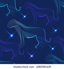 Seamless abstract background (texture) with black water tiger-symbol of 2022. New year design. Vector illustration.