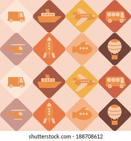 seamless abstract background with various types of transport