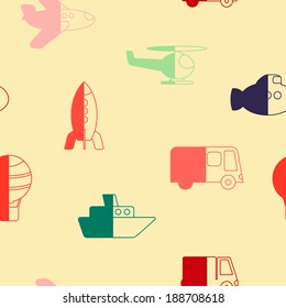 seamless abstract background with various types of transport