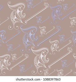 Seamless abstract background vector with girl (woman, female) taking selfie photo with mobile phone (smartphone). Texture (pattern) for textile, wallpapers, print, wrapping, scrapbooking, book cover. 