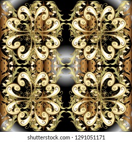 Seamless abstract background. Vector illustration. Oriental vector classic black and brown and golden pattern.