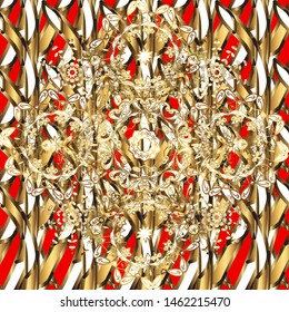 Seamless abstract background. Vector illustration. Oriental vector classic white and brown and golden pattern.
