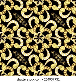 Seamless abstract background. Vector illustration. Oriental vector classic and golden pattern.
