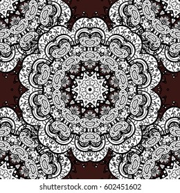 Seamless abstract background. Vector illustration. Oriental vector classic brown and white pattern.