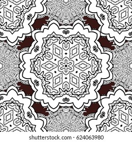 Seamless abstract background. Vector illustration. Oriental vector classic brown and white pattern.