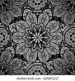 Seamless abstract background. Vector illustration. Oriental vector classic brown and white pattern.