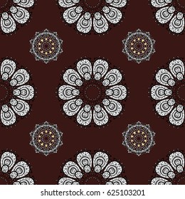 Seamless abstract background. Vector illustration. Oriental vector classic brown and white pattern.