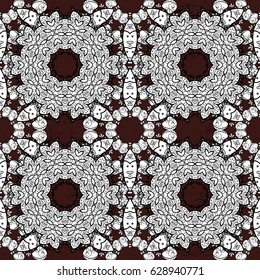 Seamless abstract background. Vector illustration. Oriental vector classic brown and white pattern.