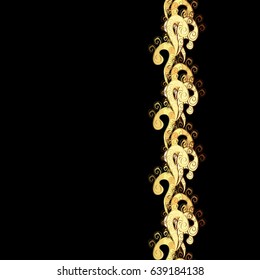 Seamless abstract background. Vector illustration. Oriental vector classic black and golden pattern.
