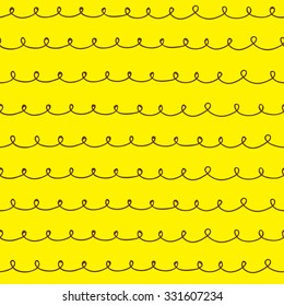 Seamless abstract background from the waves and loops in a vector on a yellow background.