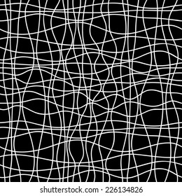 Seamless abstract background of wavy lines. Vector pattern on black background