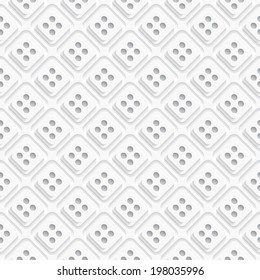 Seamless abstract background of white 3d shapes with realistic shadow and cut out of paper effect. 