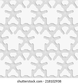 Seamless abstract background of white 3d shapes with realistic shadow and cut out of paper effect. Blue 3d shapes on textured white and black dots pattern. 