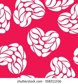 seamless abstract background of white hearts on a red background.vector illustration