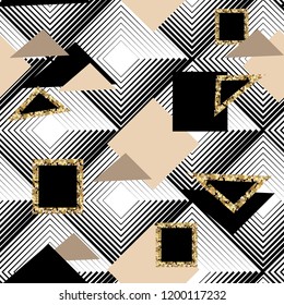 Seamless abstract background.Gold geometric patterns.