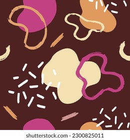 Seamless abstract backgrounds. Hand drawn various shapes and doodle objects. Can be used for printing needs and other digital needs. Contemporary modern trendy vector illustrations