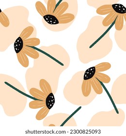 Seamless abstract backgrounds. Hand drawn various shapes and flower objects. Can be used for printing needs and other digital needs. Contemporary modern trendy vector illustrations. 