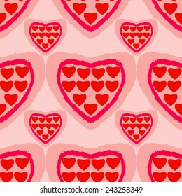 Seamless abstract backgrounds with symbolic red hearts