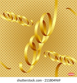seamless abstract beige floral pattern golden texture on sand background with yellow streamer vector