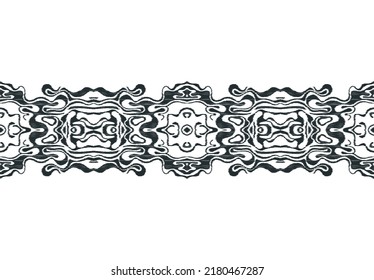 Seamless abstract black ethnic frame isolated on white background. Can be used for a textile design.