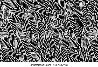 seamless abstract black floral background with leaves