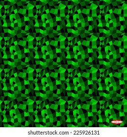 seamless abstract black green emerald pattern with tetrahedron. vector