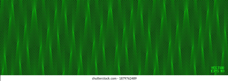 Resumen transparente Patrón geométrico negro y verde con rayas. Ilusión psicodélica óptica. Textura estructural de mimbre. Vector. Ilustración 3D