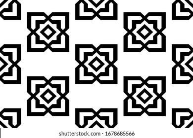 Seamless abstract  black patterns on  white backdrop