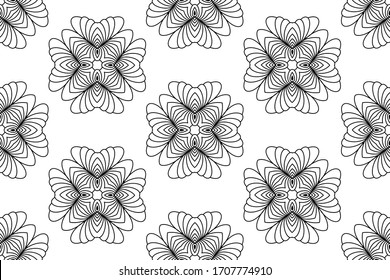 Seamless abstract  black patterns on  white backdrop
