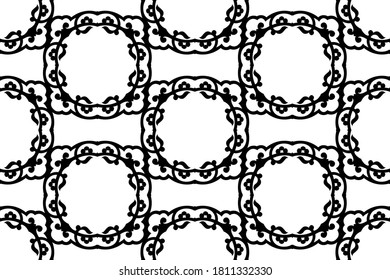 Seamless abstract  black patterns on  white backdrop