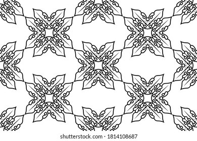 Seamless abstract  black patterns on  white backdrop