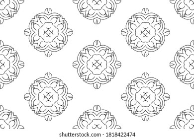 Seamless abstract  black patterns on  white backdrop