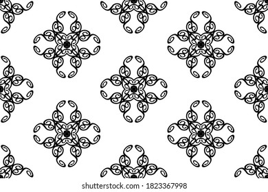 Seamless abstract  black patterns on  white backdrop