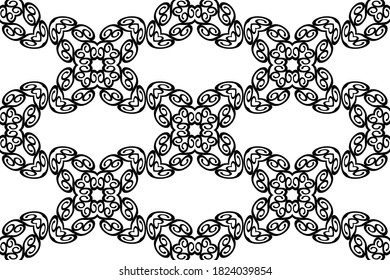 Seamless abstract  black patterns on  white backdrop