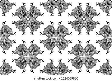 Seamless abstract  black patterns on  white backdrop