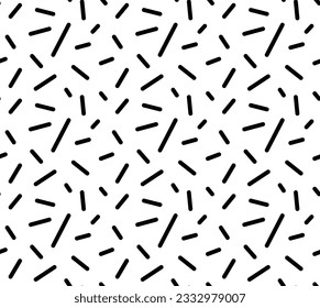 Un fondo blanco y negro abstracto y sin inconvenientes en un estilo memphis. Fondo retro moderno con líneas. Papel pintado o estampado de tela. Fondo reproducible de vector plano con textura.