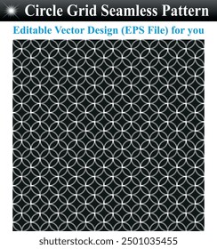 Seamless abstract black and white circle grid pattern simple halftone, Geometric seamless pattern, Set of seamless black and white patterns