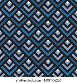 Seamless Abstract Black White Classic Blue Textured Vector Pattern