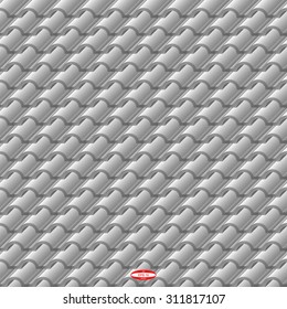 seamless abstract black white corrugated tile element of roof isolated on grey background. vector illustration