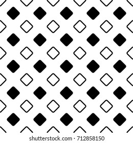 Seamless abstract black and white diagonal rounded square pattern background design - simple halftone geometrical vector illustration